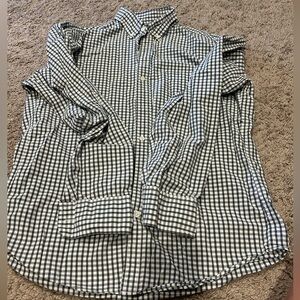 Gray and White Checkered Button-Up Shirt
